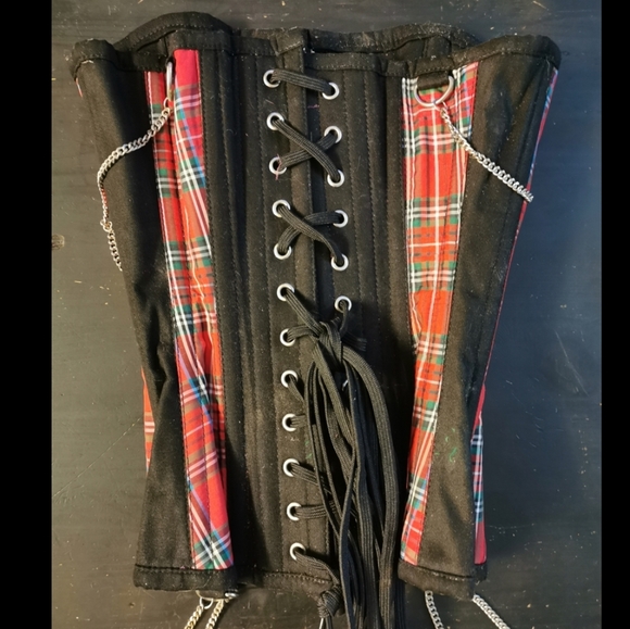 Steel Boned Corset - Red & Black Plaid, Punk - Picture 4 of 4